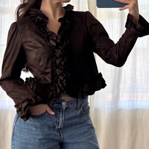 Vintage faux lather ruffle jacket